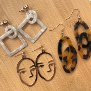 3 Pairs of Cute Hanging Earrings